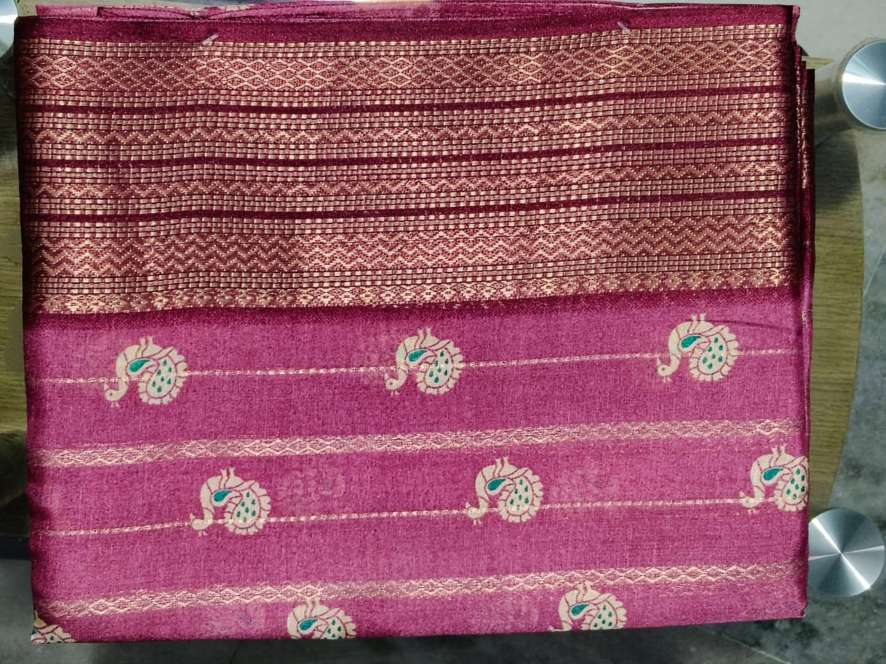 Pink Peacock Printed Daily Wear Saree