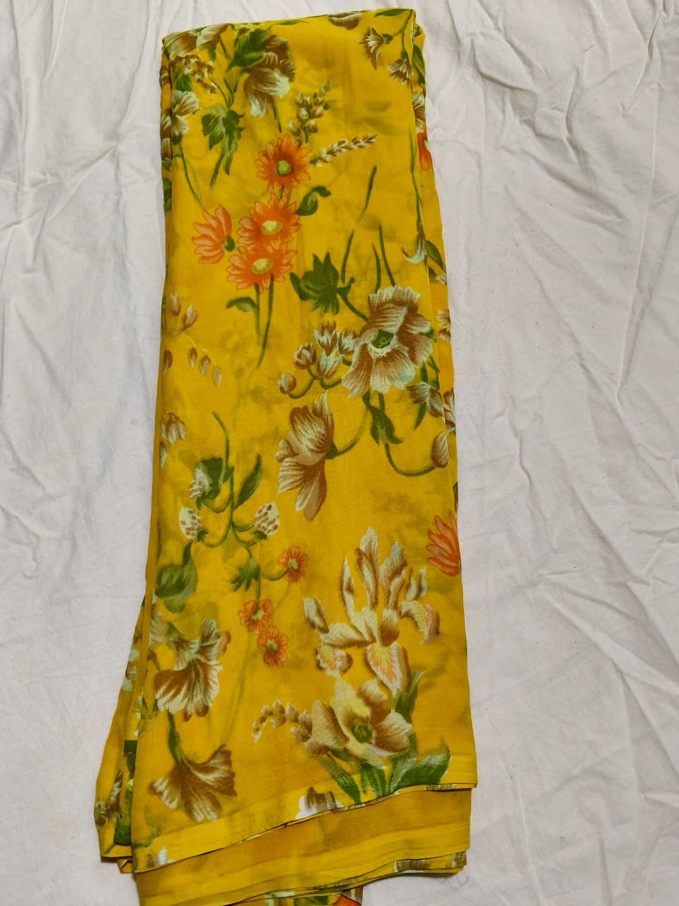 Yellow Floral Printed Daily Wear Saree