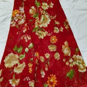Red Floral Printed Daily Wear Saree | Soft Lightweight Saree for Women